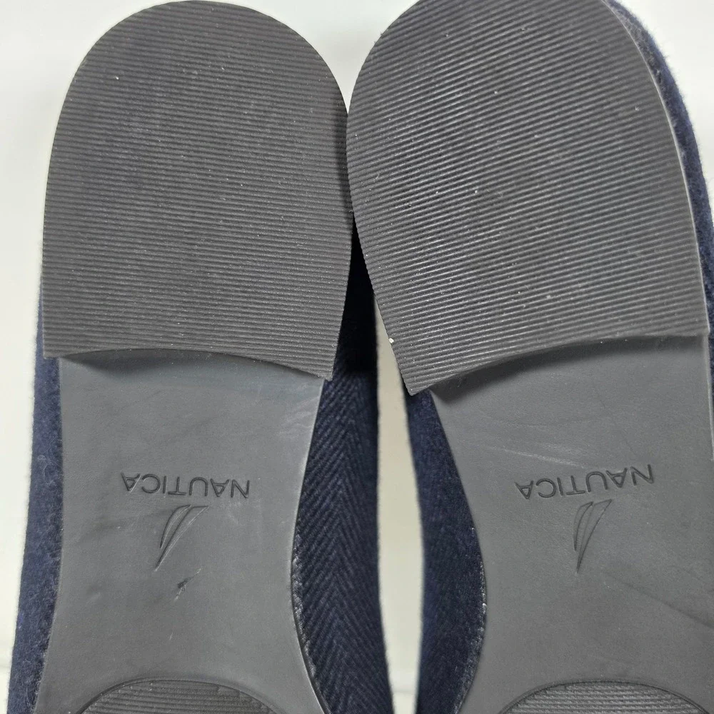 Nautica Kelline Navy Black Herringbone Bow Loafers Flats Womens 9
